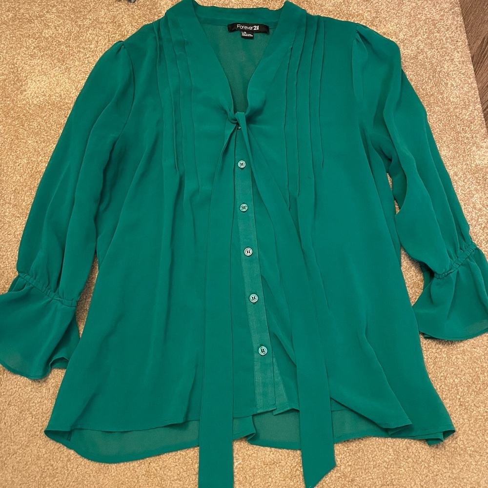 Green sheer blouse